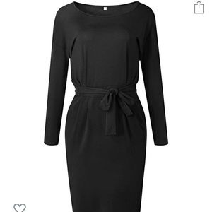 Black Long Sleeve Midi Dress